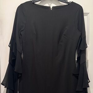 Black flutter sleeve cocktail dress